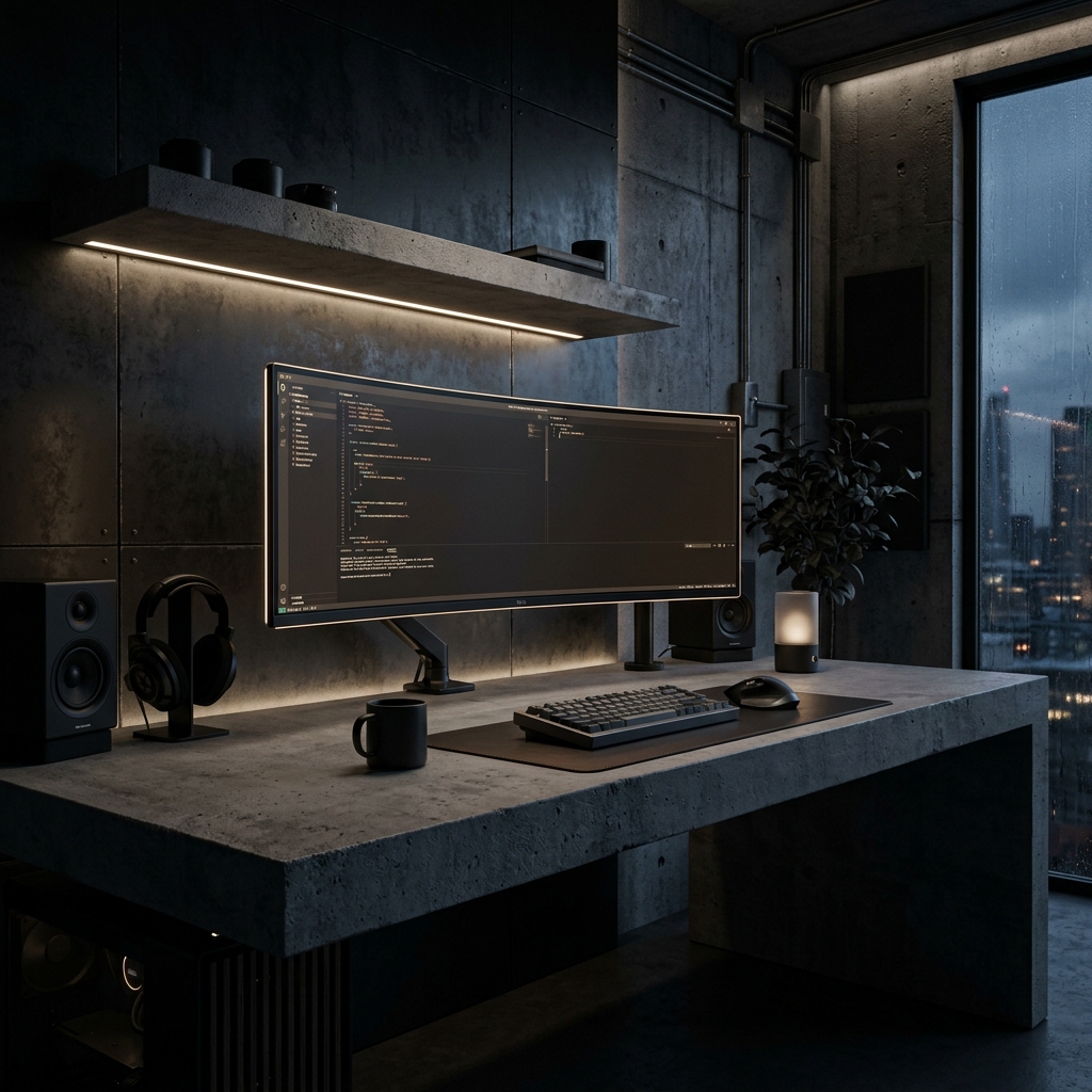 Modern technology workspace setup